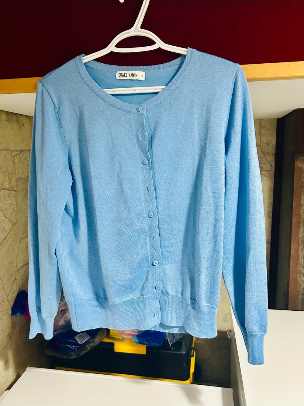 L Grace Karin Sky Blue Buttoned Cardigan